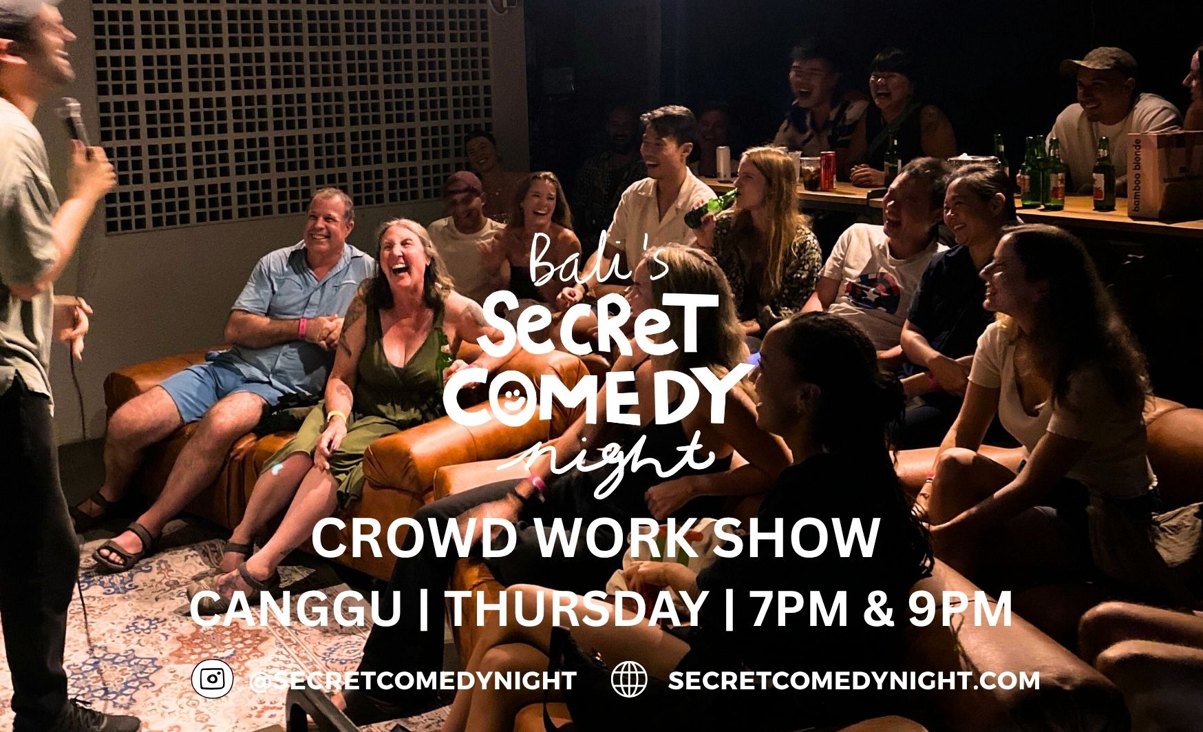 Thursday crowdwork banner secret comedy night bali comedy show
